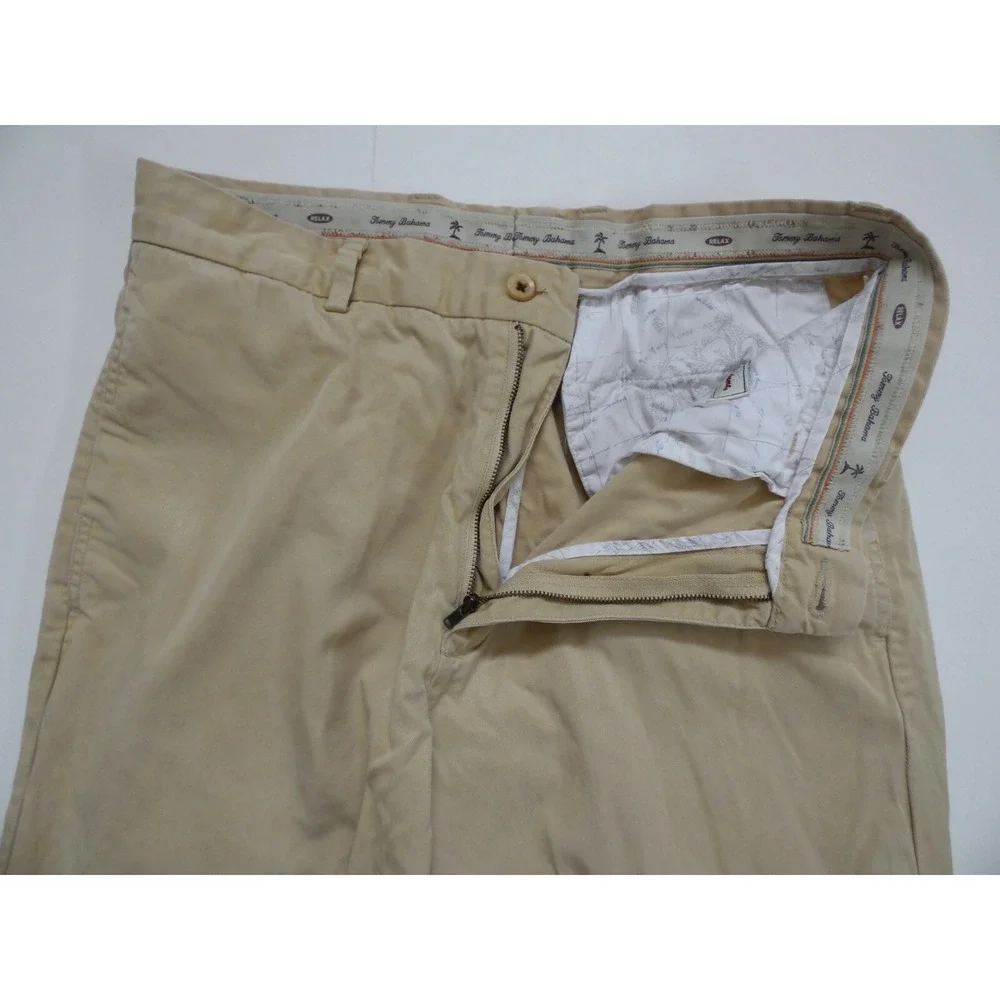 Tommy‎ Bahama Mens Beige Flat Front Slash Pocket Stretch Casual Straight Pant 32